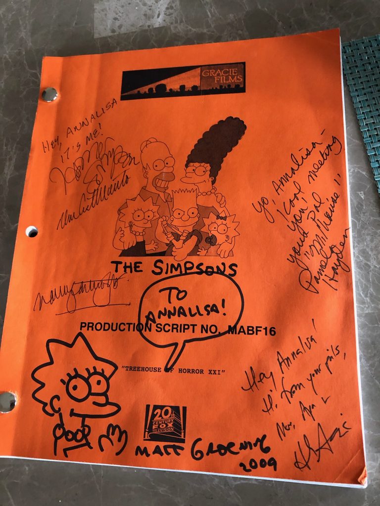 The script from my table read on the 'The Simpsons' signed by the cast