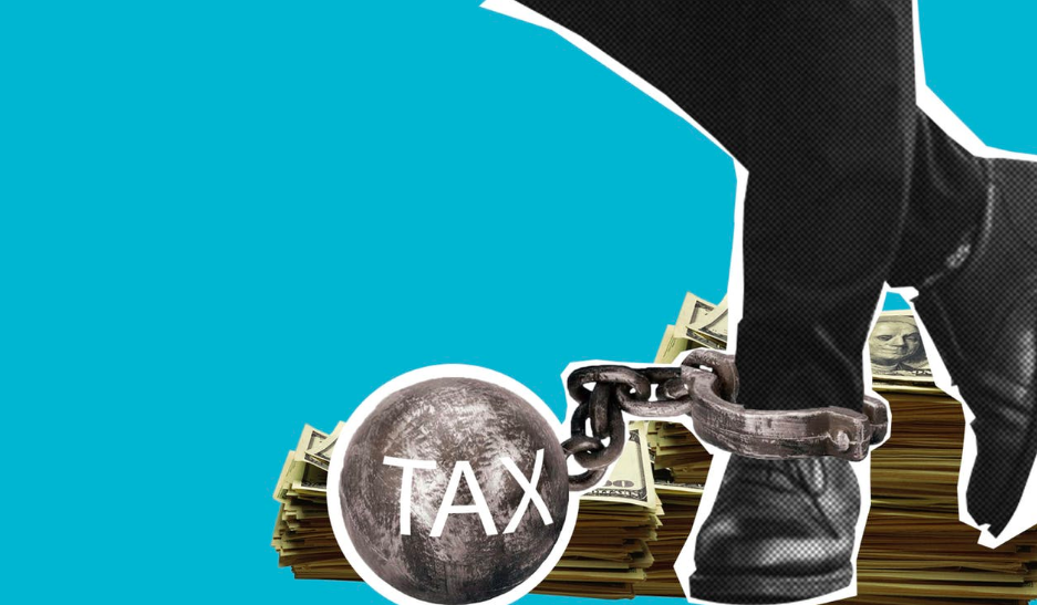 tax ball and chain around a man's leg: how to pay less in taxes