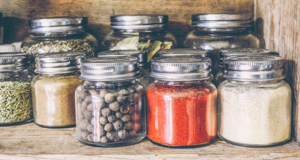 spice rack - eat healthy on a budget tips